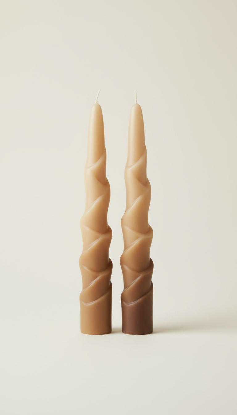 Camel taper candle pair in hand-poured soy