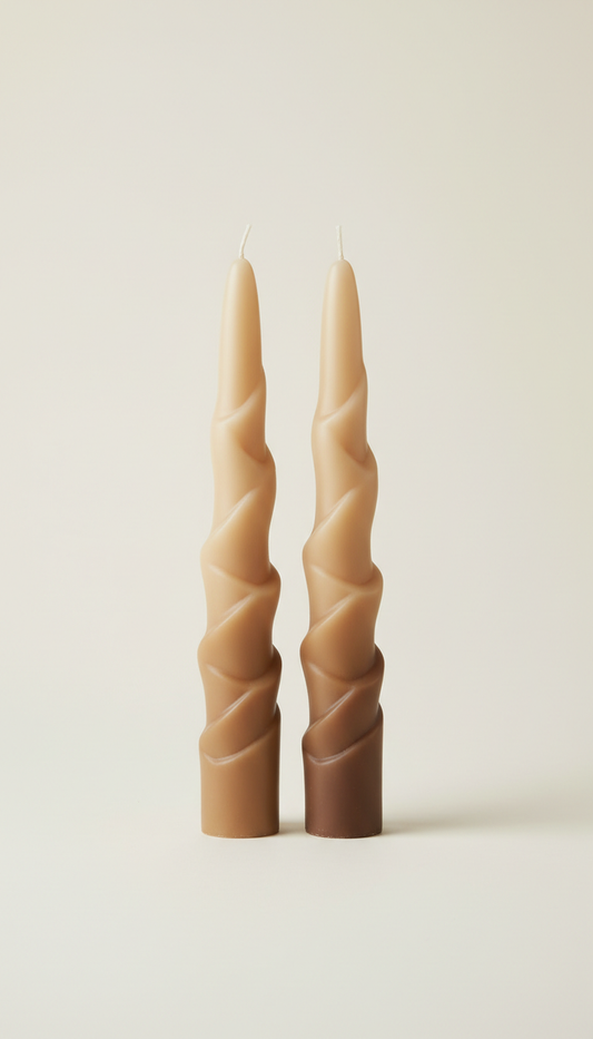 Camel taper candle pair in hand-poured soy